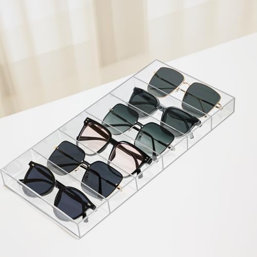 ZEXALOR Clear Drawer Organizer, 6 Sections Eyeglass Sunglasses Organizer Holder - Image 7