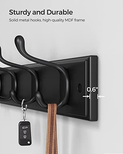 SONGMICS Wall-Mounted Coat Rack, 4 Dual Metal Hooks - Image 4
