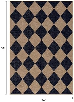 Lahome Checkered Easy Jute Front Door Mat, 2x3 Kitchen Outdoor Rug Washable - Image 2