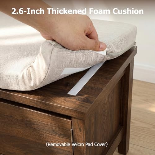 Entryway Bench with Storage, 3 in 1 Storage Bench with 1 Drawer and 2 Cubbies - Image 4