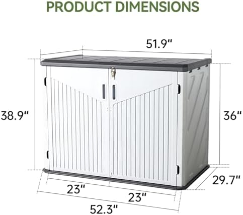 Aoxun Outdoor Storage Cabinet 35 Cu.Ft Outdoor Trash Can Storage Shed - Image 2