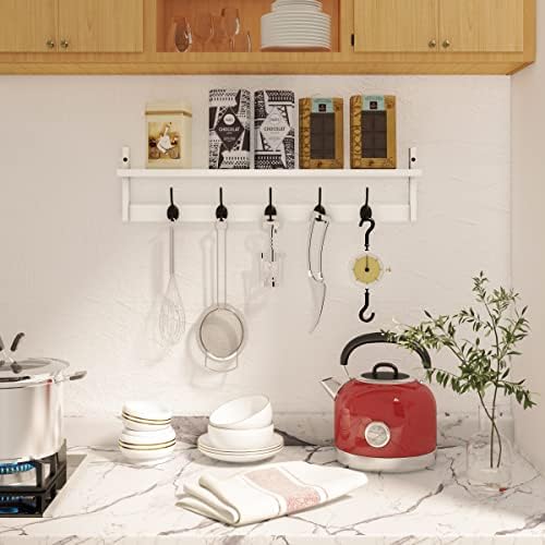 AMBIRD Wall Hooks with Shelf | Entryway Hanging Wood Coat Hooks | Wall-Mounted - Image 2