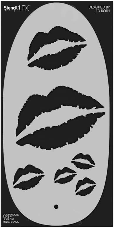 Stencil1FX Kisses Makeup Stencil - Kissing Lips Makeup Stencil Durable Quality Reusable Stencils United States Stencil America for Parades, Parties and More