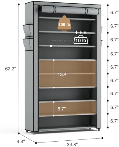 LANTEFUL Shoe Rack with Covers 10 Tier Tall Shoe Rack Organizer Large Capacity - Image 3