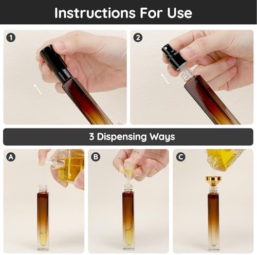 Segbeauty Travel Perfume Bottle, 10pcs 10ML Empty Refillable Glass Perfume Atomizer, 0.34oz Portable Cologne Dispenser Spray Bottle Travel Size Sample Bottles Sprayer Perfume Making Kit Gradient Amber