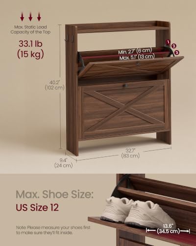 VASAGLE Narrow Shoe Storage Cabinet Organizer - Image 2