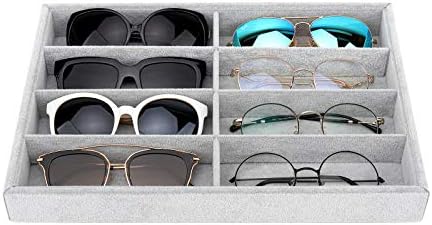 Emibele Sunglass Organizer Jewelry Tray, 8 Grids Velvet Stackable Tray by Emibele