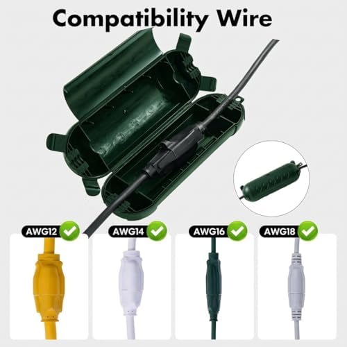 3 Pack Green Outdoor Extension Cord Cover IP44 Waterproof Box - Image 2