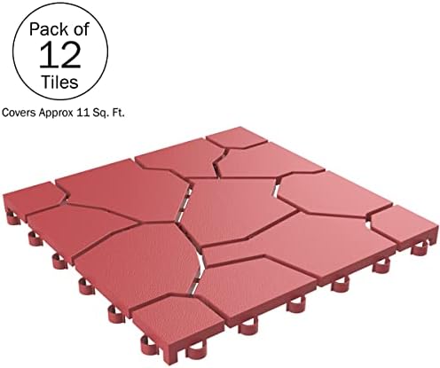 Pure Garden 12-Pack Polypropylene Interlocking Patio Deck Tiles - Image 4