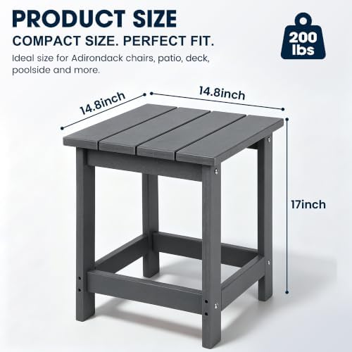 LZRS Patio Side Table, Heavy Duty HDPE Outdoor End Table - Image 3