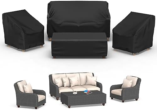 Mrrihand Patio Furniture Covers, 4 Piece Outdoor Furniture Cover Waterproof by Mrrihand