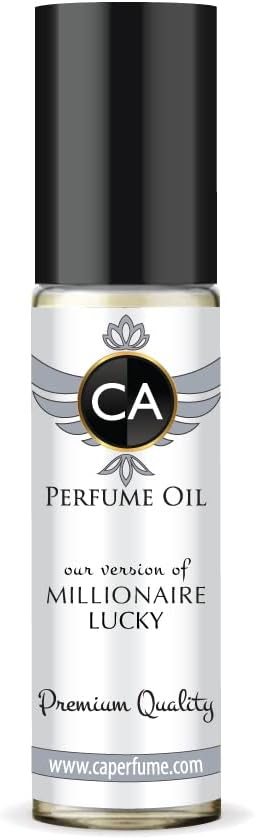 CA Perfume Impression of Paco R. Millionaire Lucky For Men Replica Fragrance Body Oil Dupes Alcohol-Free Essential Aromatherapy Sample Travel Size Concentrated Long Lasting Roll-On 0.3 Fl Oz/10ml