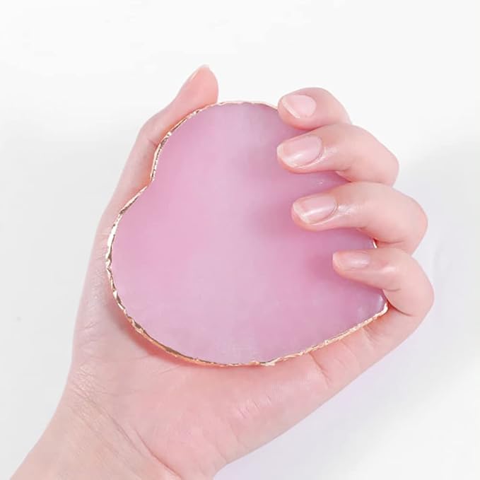 Heart Shape Resin Palette Nail Art Painting Palette Nail Design Palette Gold Edge Nail Holder Makeup Display Board Manicure Tool Pink