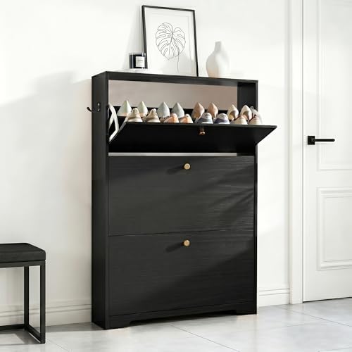 Nicetree Shoe Cabinet with 3 Flip Drawers, Entryway Shoes Organizer by Nicetree
