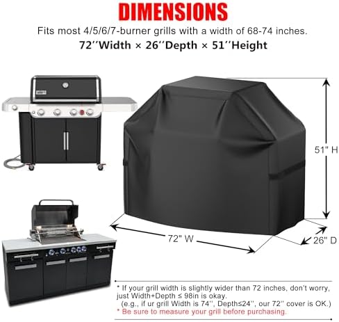 72 inch BBQ Grill Cover, Waterproof, Weather Resistant, - Image 2