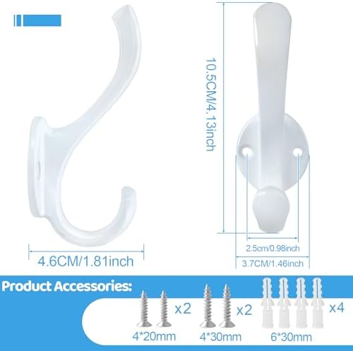 6 Pack Coat Hooks Wall Mount Heavy Duty Utility Retro Double Hooks - Image 3