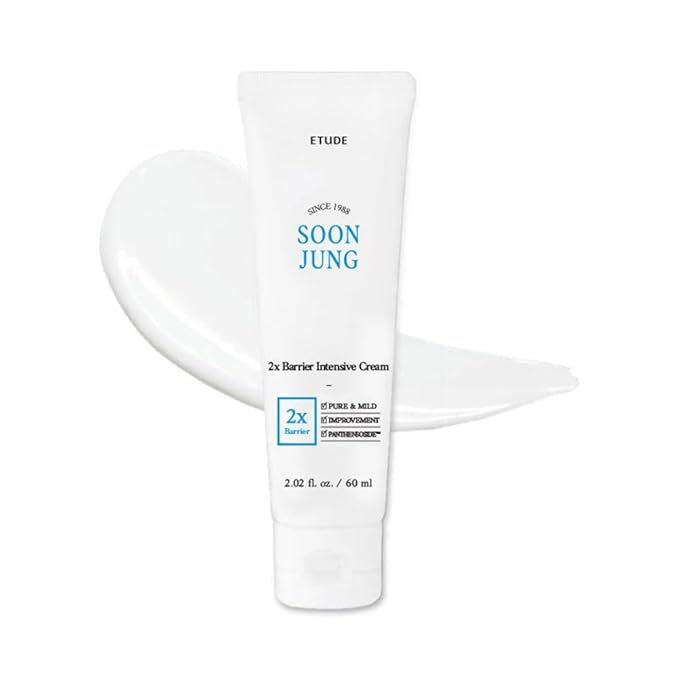 ETUDE SoonJung 2x Barrier Intensive Cream (Original), Hypoallergenic Shea Butter Hydrating Facial Cream for Sensitive Skin, Water-oil Balance & Panthenol, Korean Skin Care (2.02 Fl Oz)