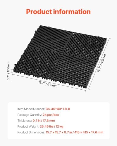 VEVOR Interlocking Drainage Mat, 15.7” x 15.7” Modular Interlocking Cushion - Image 7