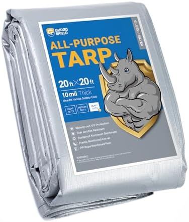 GUARD SHIELD Heavy Duty Tarp 20x20 Feet Silver Multi Purpose Thick Waterproof by GUARDSHIELD
