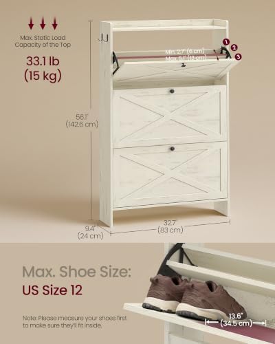 VASAGLE Narrow Shoe Storage Cabinet Organizer - Image 2