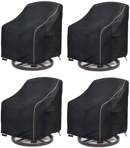 Patio Swivel Chair Cover 4 Pack, Waterproof Heavy Duty Outdoor Chair Covers by LSongSKY