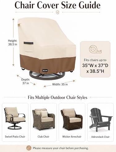ANartcle Outdoor Swivel Lounge Chair Cover 2 Pack, 600D Waterproof Heavy Duty - Image 2