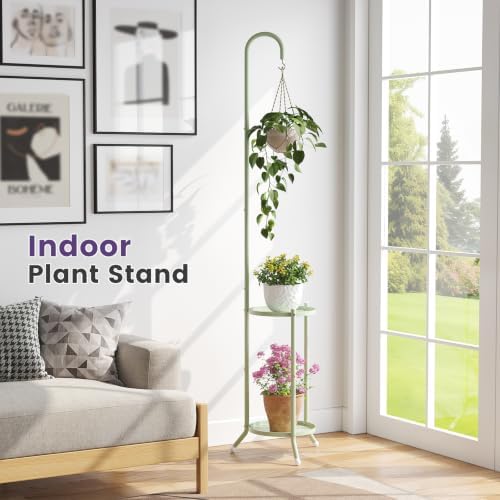 2-Tier Metal Plant Stand with Hanging Hook - Image 3