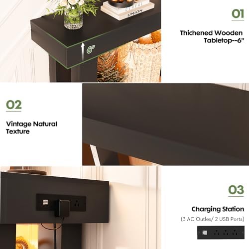 Unikito 39" Entry Table with Sensor Light & AC Outlets with USB-C Ports - Image 4