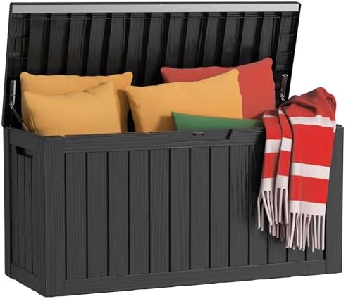 80 Gallon Outdoor Deck Box, Lockable Waterproof Outdoor Storage Boxes by MAIUSCOLI