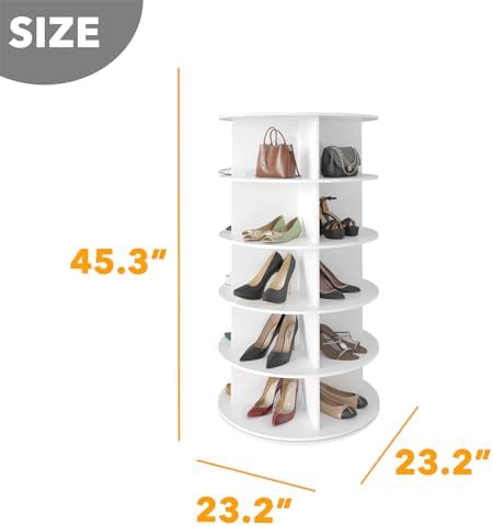 SpaceAid 5 Tier Rotating Shoe Rack Tower, Spinning Shoe Display Lazy Susan - Image 2