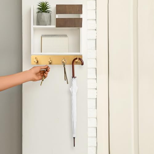 Key Holder with 4 Hooks, Adhesive Key Hanger Organizer - Image 3