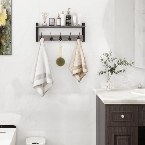 Homode Wall Hooks with Shelf, Coat Rack Wall Mount, Entryway Shelf with Hooks - Image 5