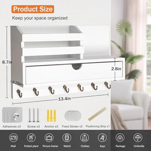 Key Holder Wall Mount, Mail Organizer - Image 2