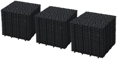 12" x 12" Interlocking Deck Tiles, All-Weather Plastic Outdoor Flooring by Unknown