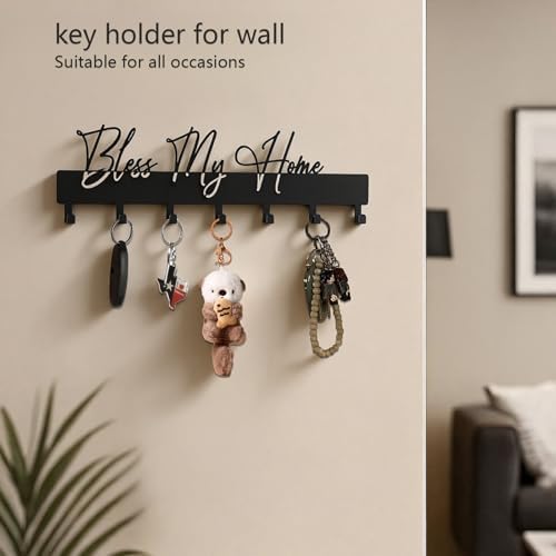 Exquisite Fashion Phrase Key Holder Wall Mount, Bless My Home Key Hooks - Image 6