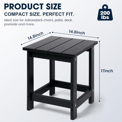 LZRS Patio Side Table, Heavy Duty HDPE Outdoor End Table - Image 3