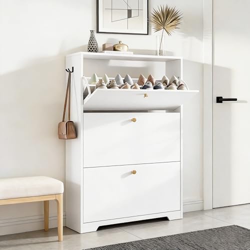 Nicetree Shoe Cabinet with 3 Flip Drawers, Modern Entryway Organizer by Nicetree