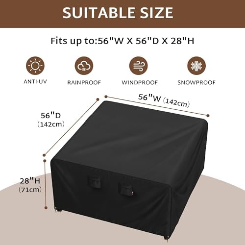 iBirdie Outdoor Table Patio Furniture Cover 56 x 56 inch, Waterproof - Image 2