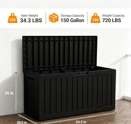 LAUSAINT HOME 150 Gallon Resin Deck Box, Package Delivery Box - Image 2