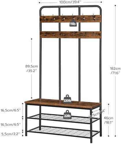 HOOBRO Hall Tree with Bench, Entryway Bench with Coat Rack, Mud Room Rack with - Image 4