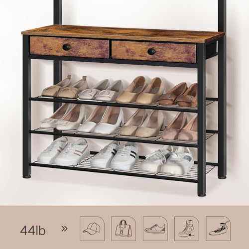 HOOBRO Hall Tree, Entryway Coat and Shoe Rack, 2 Fabric Drawers, Hall Tree - Image 6
