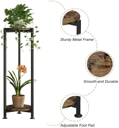 2 Tier Plant Stand Indoor Corner Tall Round Shape Plant Shelf - Image 5