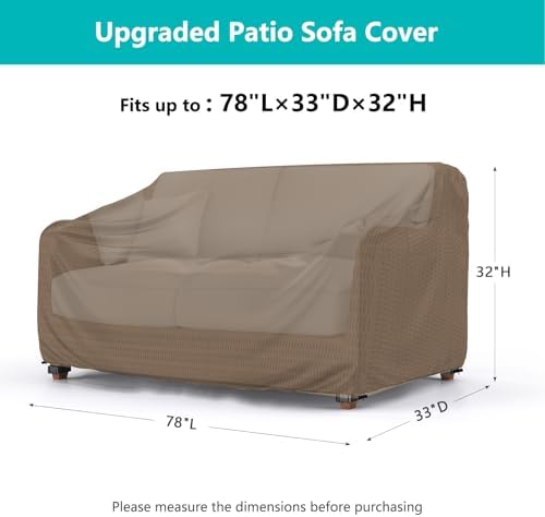 3-Seater Waterproof Outdoor Couch Cover 78"L×33"D×32"H Brown - Image 2
