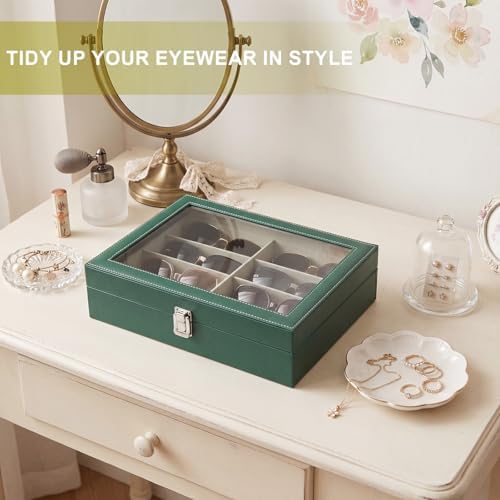8 Slots Sunglass Organizer, PU Leather Eyewear Display Tray - Image 2