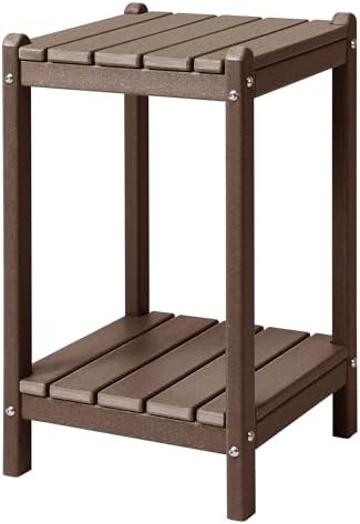 LZRS 24" Double Adirondack Outdoor Side Table, Pool Composite Patio Table by LZRSPET