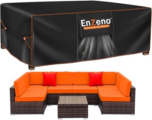 Enzeno Patio Furniture Cover Outdoor Waterproof 118"L x 118"W x 35"H by Enzeno