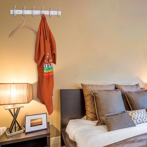White Coat Rack Wall Mount – 17 Inch Stainless Steel Hook Rail - Image 4