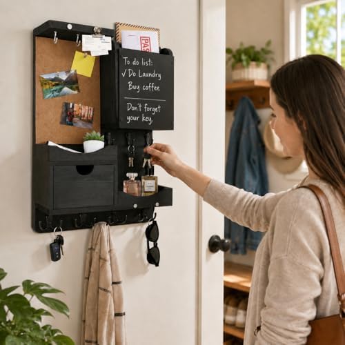 Key Holder Wall Mount with Drawer and Mail Organizer - Image 3