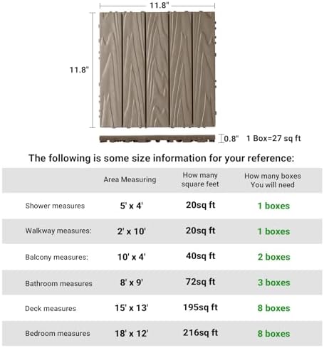 27 PCS Interlocking Deck Tiles, 12x12 PE Plastic Patio Flooring, Outdoor & - Image 2