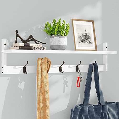 AMBIRD Wall Hooks with Shelf | Entryway Hanging Wood Coat Hooks | Wall-Mounted by AMBIRD